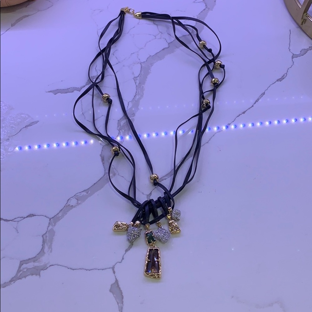 Alexis Bittar leather charm necklace